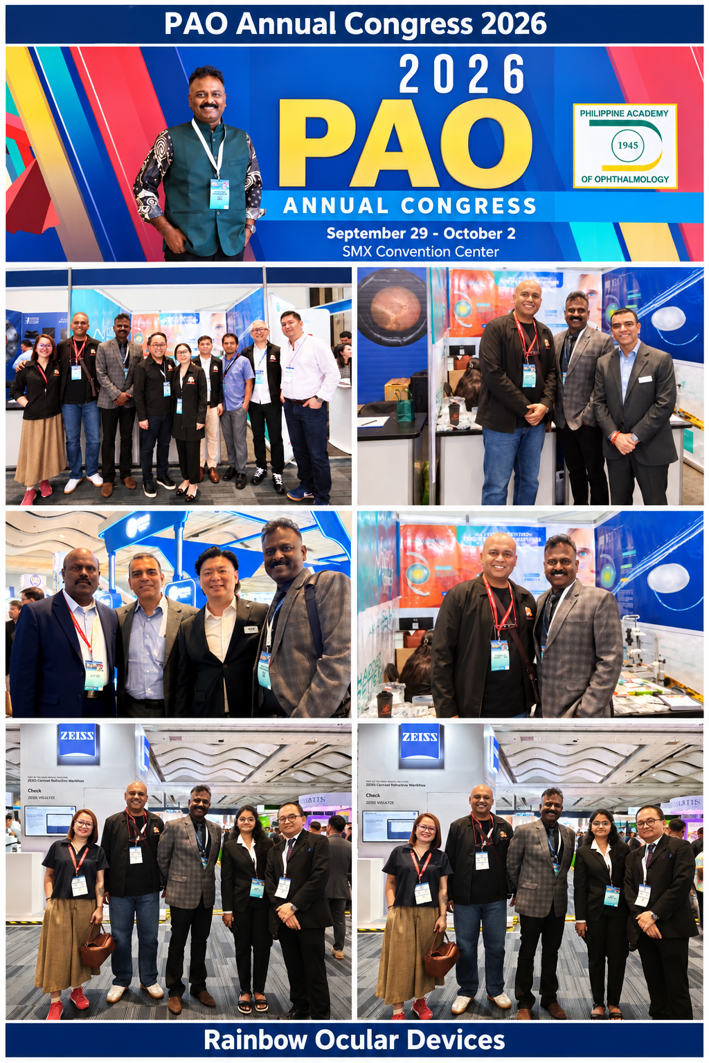 PAO Annual Congress 2026 photo collage featuring Dr. Thanga Babu and ophthalmology exhibitors
